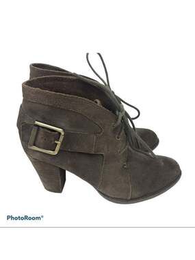 Luxury Rebel Fleur Brow Suede Lace Heeled Booties